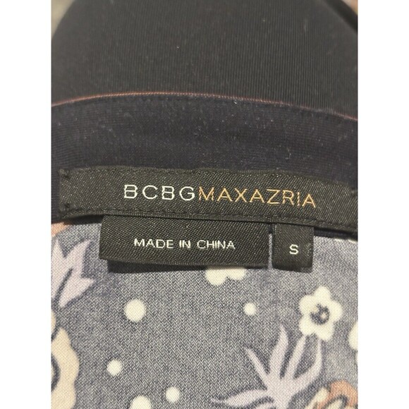 BCBG Y2K Vintage Blue Brown Kimono Wrap Asian Japanese Print Split Sleeves Top S - Picture 7 of 9